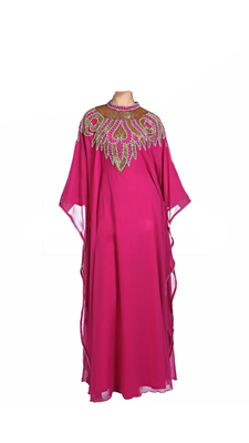 Pink Embroidered Georgette Stitched Islamic Farasha 1