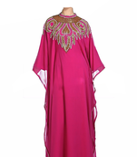 Pink Embroidered Georgette Stitched Islamic Farasha