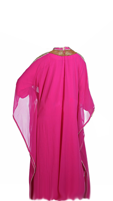Pink Embroidered Georgette Stitched Islamic Farasha 2