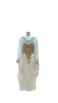 Off White Embroidered Georgette Stitched Islamic Farasha 1
