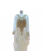 Off White Embroidered Georgette Stitched Islamic Farasha