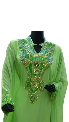 Green Embroidered Georgette Stitched Islamic Farasha 2