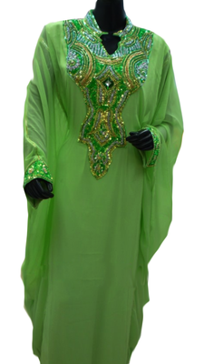Green Embroidered Georgette Stitched Islamic Farasha 1