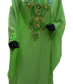 Green Embroidered Georgette Stitched Islamic Farasha