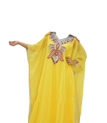 Yellow Embroidered Georgette Stitched Islamic Farasha