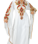 Off White Embroidered Georgette Stitched Islamic Farasha