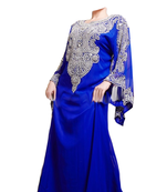 Royal Blue Embroidered Georgette Stitched Islamic Farasha