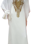 Off White Embroidered Georgette Stitched Islamic Farasha