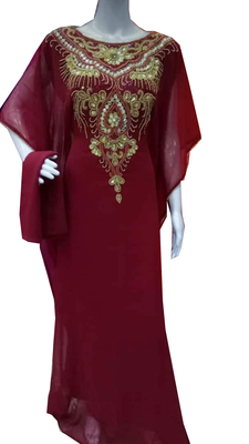 Maroon Embroidered Georgette Stitched Islamic Farasha 1