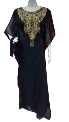 Black Embroidered Georgette Stitched Islamic Farasha 1