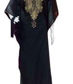 Black Embroidered Georgette Stitched Islamic Farasha