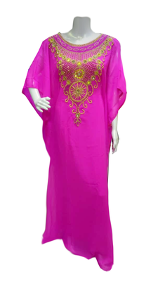 Pink Embroidered Georgette Stitched Islamic Farasha 1