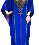 Royal Blue Embroidered Georgette Stitched Islamic Farasha