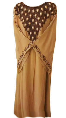 Beige Embroidered Georgette Stitched Islamic Farasha 1