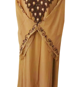 Beige Embroidered Georgette Stitched Islamic Farasha