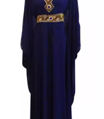Navy Blue Embroidered Georgette Stitched Islamic Farasha