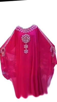 Pink Embroidered Georgette Stitched Islamic Farasha 1