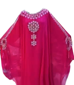 Pink Embroidered Georgette Stitched Islamic Farasha