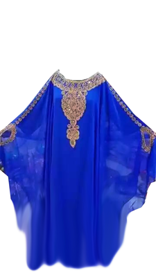 Blue Embroidered Georgette Stitched Islamic Farasha 1