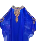 Blue Embroidered Georgette Stitched Islamic Farasha