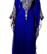 Royal Blue Embroidered Georgette Stitched Islamic Farasha