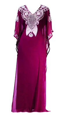 Purple Embroidered Georgette Stitched Islamic Farasha 1