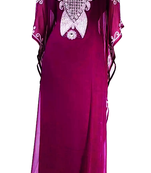 Purple Embroidered Georgette Stitched Islamic Farasha