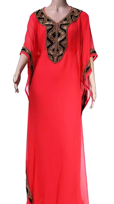 Peach Embroidered Georgette Stitched Islamic Farasha 1