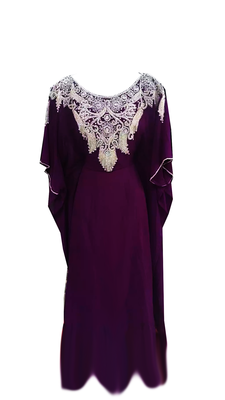 Purple Embroidered Georgette Stitched Islamic Farasha 1