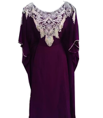 Purple Embroidered Georgette Stitched Islamic Farasha