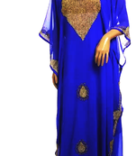 Royal Blue Embroidered Georgette Stitched Islamic Farasha