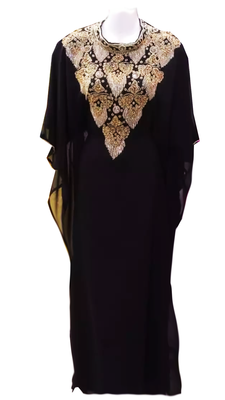 Black Embroidered Georgette Stitched Islamic Farasha 1