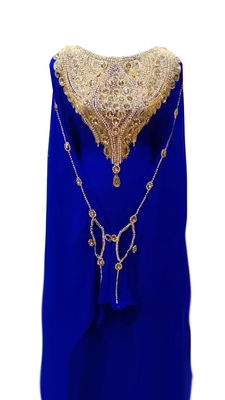 Royal Blue Embroidered Georgette Stitched Islamic Farasha 1