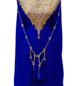 Royal Blue Embroidered Georgette Stitched Islamic Farasha