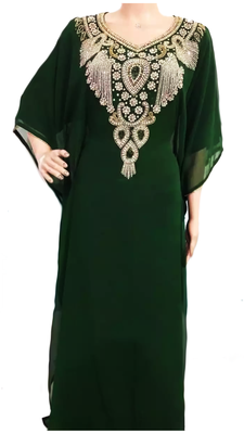Green Embroidered Georgette Stitched Islamic Farasha 1