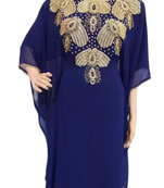 Navy Blue Embroidered Georgette Stitched Islamic Farasha