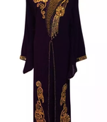 Wine Embroidered Georgette Stitched Islamic Kaftan