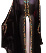 Black And White Embroidered Georgette Stitched Islamic Kaftan