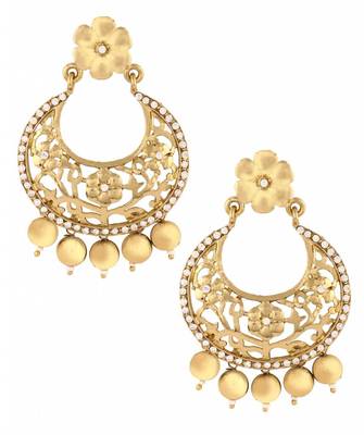 antique gold plated floral large chaand bali earring 1