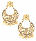 antique gold plated floral large chaand bali earring