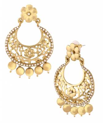 antique gold plated floral large chaand bali earring 2