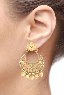 antique gold plated floral large chaand bali earring 3