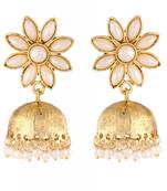 pearl gold plated flower cute ethnic traditional jhumki earring
