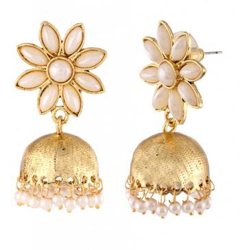 pearl gold plated flower cute ethnic traditional jhumki earring 2
