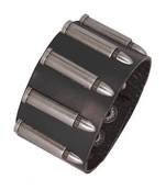 men genuine black leather bullet wrist band strand bracelet