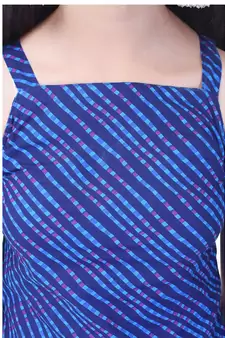 Blue Cotton Printed Set of Skirt and Top for Girls
