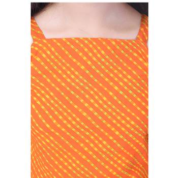Orange Cotton Printed Set of Skirt and Top for Girls 5