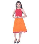 Pink Cotton Printed Set of Skirt and Top for Girls