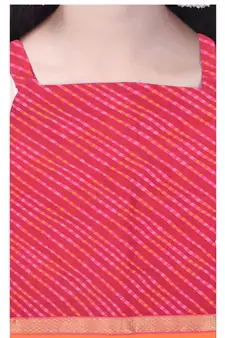 Pink Cotton Printed Set of Skirt and Top for Girls
