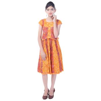 Multicolor Cotton Printed Set of Skirt and Top for Girls 1